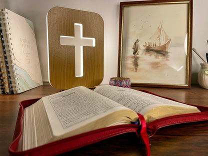 Wooden Christian LED Nigh Lamp - Holy Cross Variant